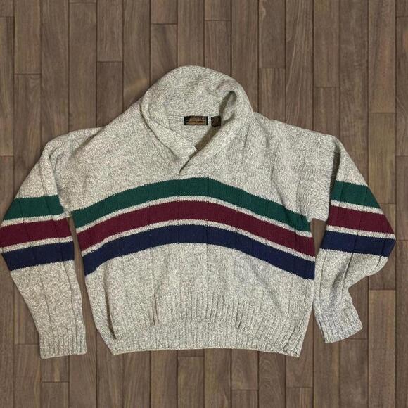 Eddie Bauer Other - Vintage 90s Eddie Bauer Sweater with Green, Red, and Navy Stripes XL